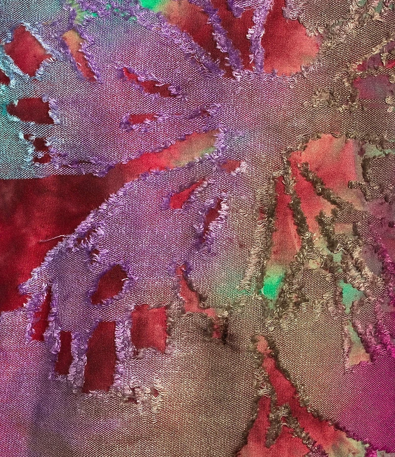 Calessa Burnout Tie-Dye Crew Neck Bracelet Sleeve Asymmetric Hem Tunic