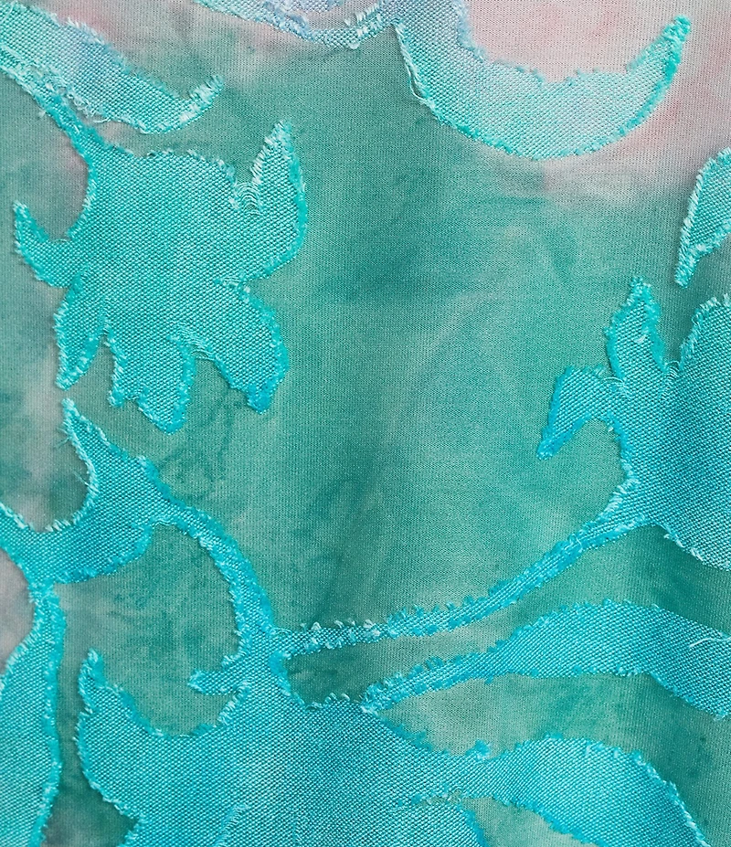 Calessa Burnout Tie-Dye Crew Neck Short Sleeve Asymmetric Tunic