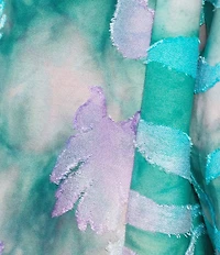 Calessa Burnout Tie-Dye Drape Front Bracelet Length Sleeve Open Front Cardigan