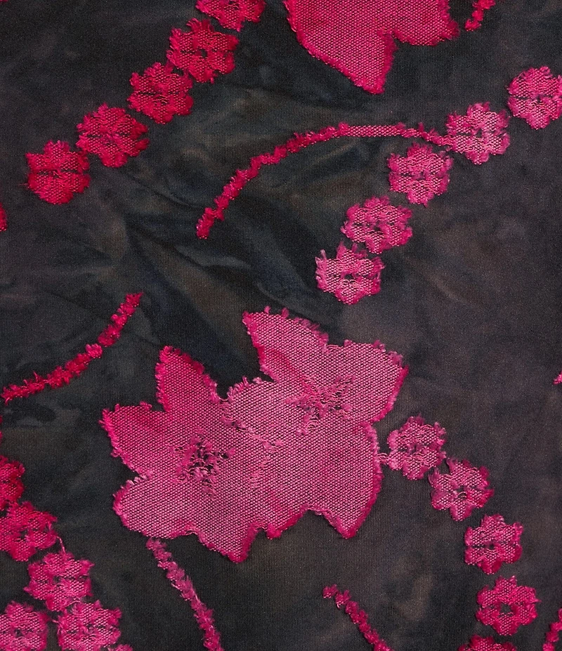 Calessa Burnout Tie-Dye Knit Crew Neck Long Sleeve Asymmetric Dipped Hem Top