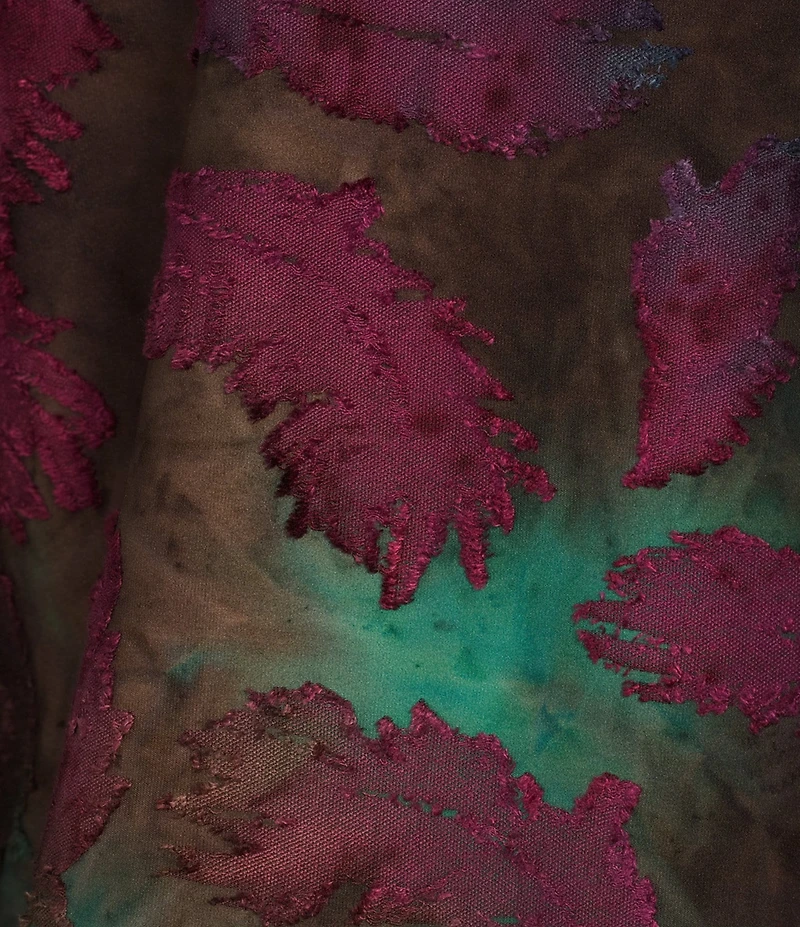 Calessa Burnout Tie Dye Knit Split V-Neck Bracelet Sleeve Top