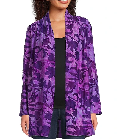 Calessa Burnout Tie-Dye Knit Wrist Length Sleeve Open-Front Cardigan