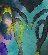 Calessa Burnout Tie-Dye Printed Stretch Crew Neck 3/4 Sleeve Asymmetric Hem Tunic