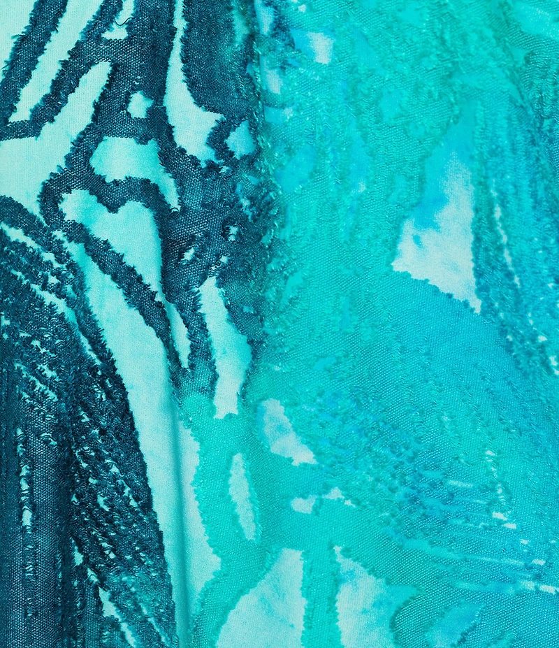 Calessa Burnout Tie-Dye Round Neck Short Sleeve Tunic