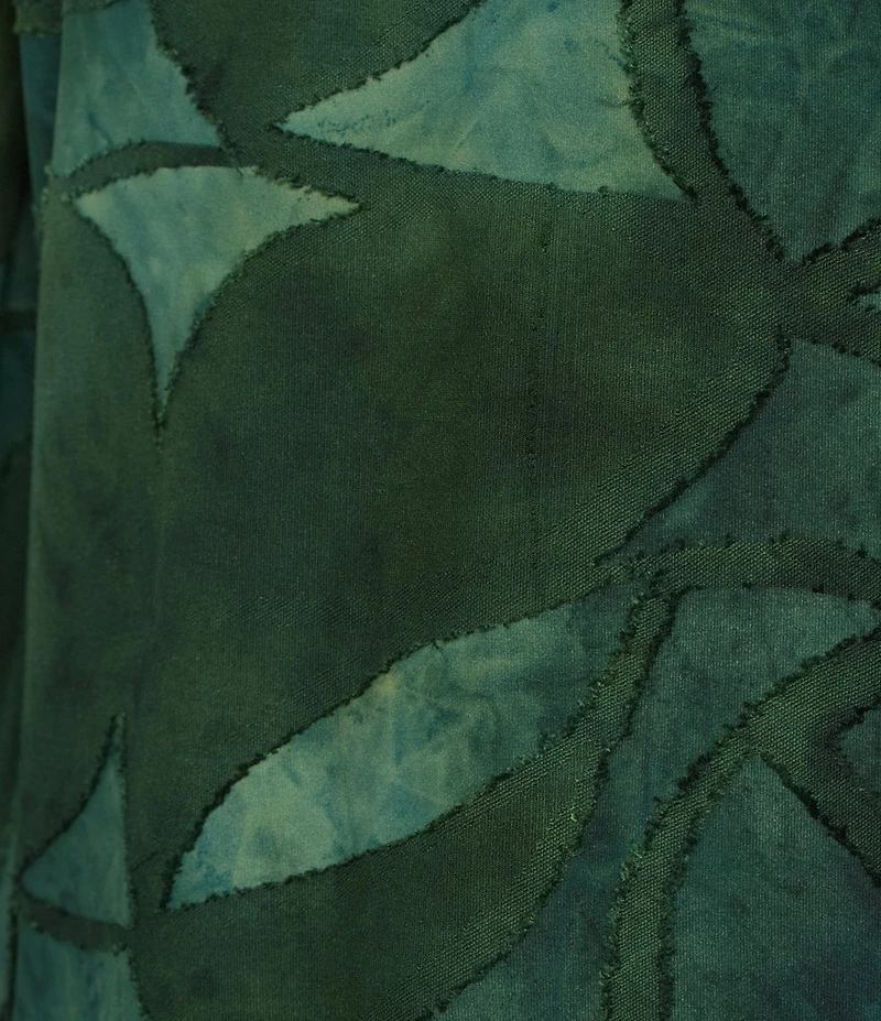 Calessa Burnout Tie-Dye Split V-Neck Long Sleeve Tunic