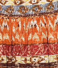 Calessa Coordinating Abstract Border Mesh A-Line Pull-On Midi Skirt