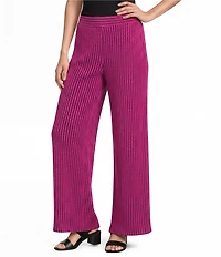 Calessa Coordinating Textured Knit Stripe Straight Leg Pull-On Pants