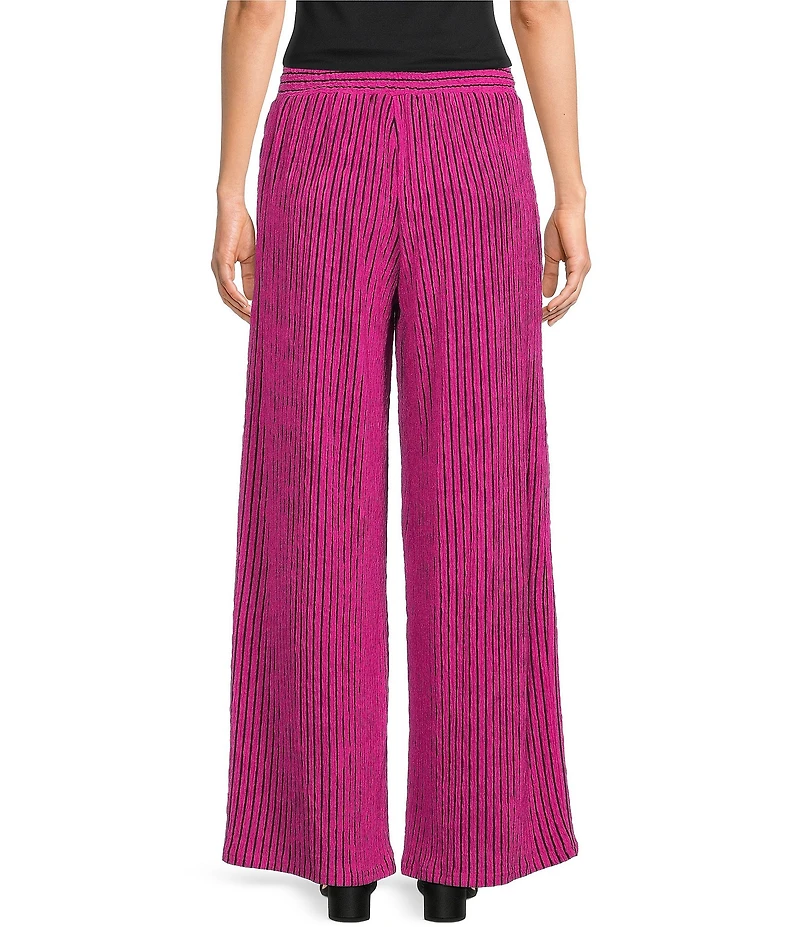 Calessa Coordinating Textured Knit Stripe Straight Leg Pull-On Pants