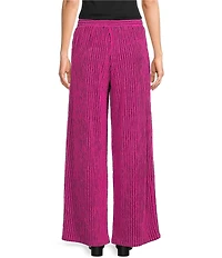 Calessa Coordinating Textured Knit Stripe Straight Leg Pull-On Pants