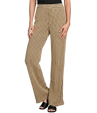 Calessa Coordinating Textured Knit Stripe Wide Leg Pull-On Ankle Pants