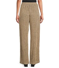 Calessa Coordinating Textured Knit Stripe Wide Leg Pull-On Ankle Pants