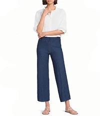 Calessa Denim Wide Leg Cropped Pull-On Pants