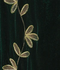 Calessa Embroidered Long Sleeve Open-Front Velvet Cardigan