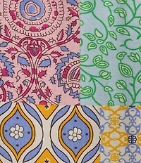 Calessa Embroidered Patchwork Split V-Neck 3/4 Sleeve Tunic