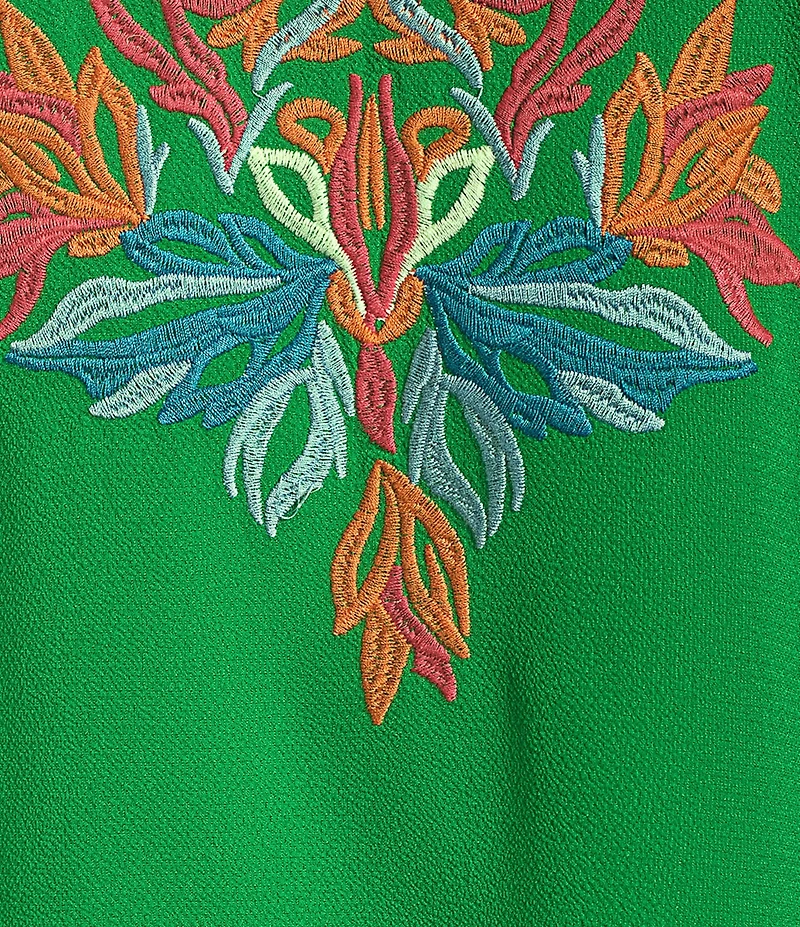 Calessa Embroidered Ruffle Double Layer Short Sleeve Top