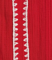 Calessa Embroidered Ruffle Split Round Neck Short Sleeve Tunic