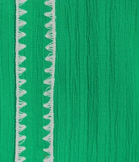 Calessa Embroidered Ruffle Split V-Neck Short Sleeve Tunic