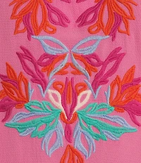 Calessa Embroidered Ruffled V-Neck Cap Sleeve Shirttail Hem Top