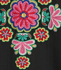Calessa Embroidered Split V-Neck 3/4 Sleeve Tunic