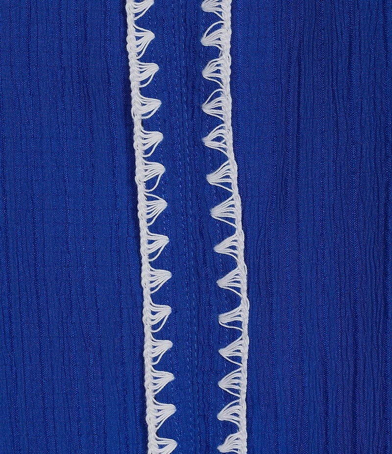 Calessa Embroidered Split V-Neck Short Sleeve Tunic