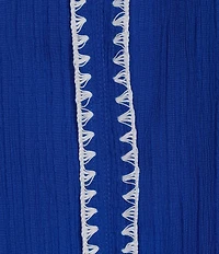 Calessa Embroidered Split V-Neck Short Sleeve Tunic
