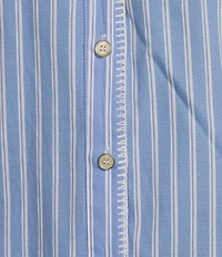 Calessa Embroidered Stripe Split V-Neck 3/4 Sleeve Button Front Shirt