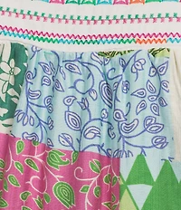 Calessa Embroidered V-Neck Cap Ruffle Sleeve Tunic