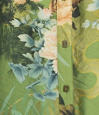 Calessa Floral Split V-Neck 3/4 Sleeve Button Front Tunic