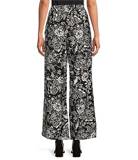 Calessa Garden Floral Print Wide Leg Pull-On Pants