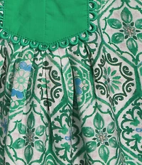 Calessa Garden Mosaic Split Round V-Neck Short Sleeve Tunic