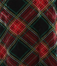 Calessa Holiday Plaid V-Neck 3/4 Sleeve Velvet Knit Tunic