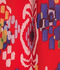 Calessa Ikat Mesh Knit Round Split Neck 3/4 Sleeve Button Front Tunic