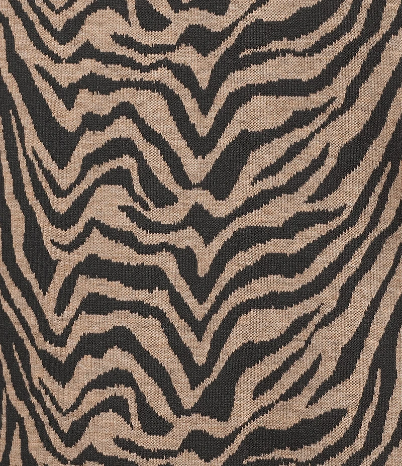 Calessa Jacquard Knit Zebra Print Cowl Neck 3/4 Sleeve Tunic