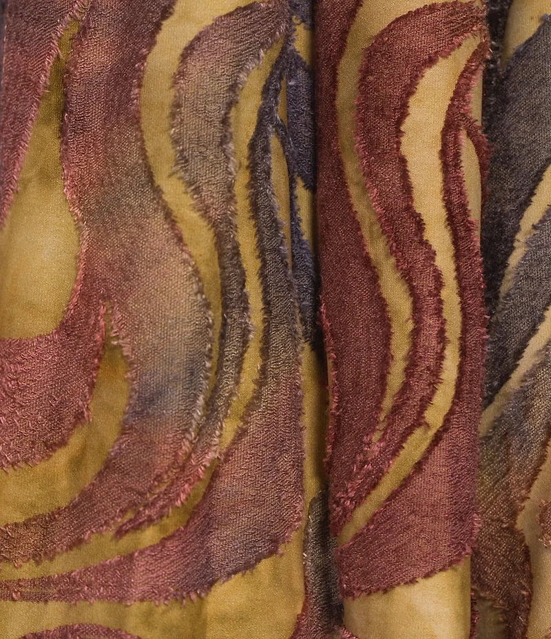 Calessa Knit Burnout Tie-Dye Camel MultiPrint Wrist Sleeve Open-Front Cardigan