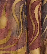 Calessa Knit Burnout Tie-Dye Camel MultiPrint Wrist Sleeve Open-Front Cardigan