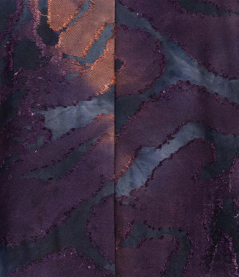 Calessa Knit Burnout Tie-Dye Print Wrist Sleeve Open-Front Cardigan