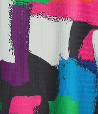 Calessa Knit Geometric Multi Print Scoop Neck Long Sleeve Tunic