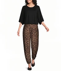 Calessa Knit Leopard Print Coordinating Balloon Ankle Pants