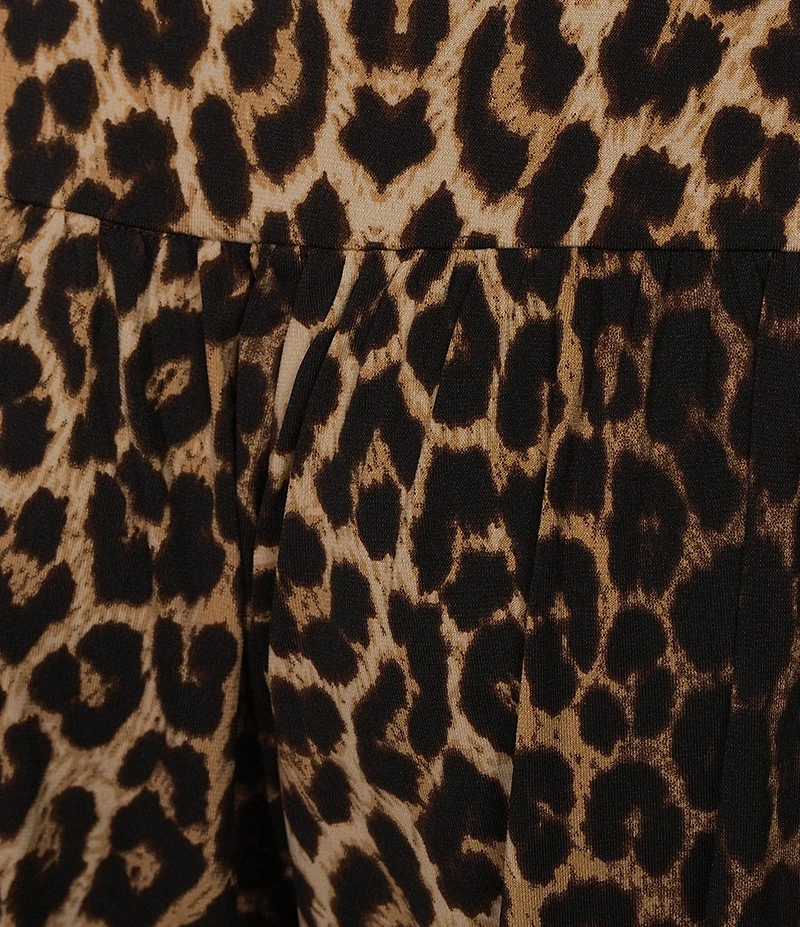 Calessa Knit Leopard Print Coordinating Balloon Ankle Pants