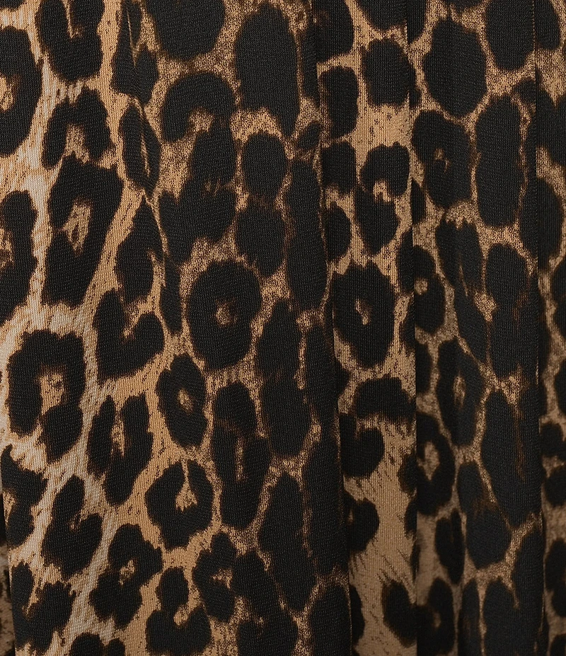 Calessa Knit Leopard Print Pull-On A-Line Midi Skirt