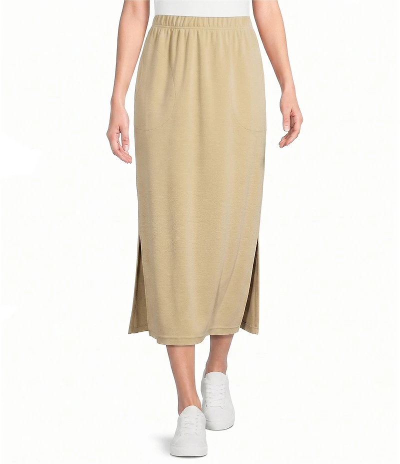 Calessa Knit Modal Shift Midi Skirt