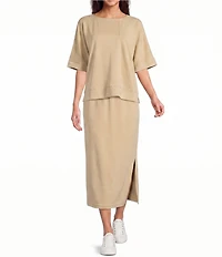Calessa Knit Modal Shift Midi Skirt