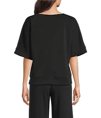 Calessa Knit Modal Stripe Round Neck Elbow Length Sleeve Tunic