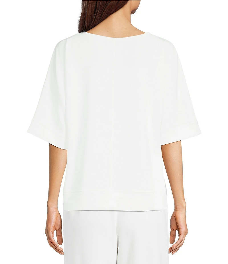 Calessa Coordinating Knit Modal Stripe Round Neck Elbow Length Sleeve Tunic