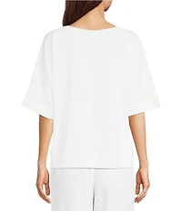 Calessa Coordinating Knit Modal Stripe Round Neck Elbow Length Sleeve Tunic