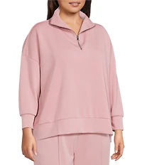 Calessa Knit Modal Zip Funnel Neck Long Sleeve Tunic