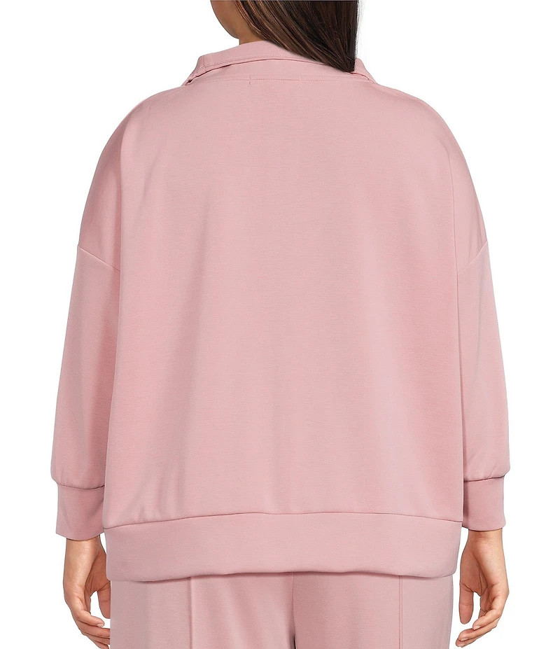 Calessa Knit Modal Zip Funnel Neck Long Sleeve Tunic