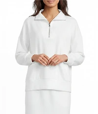 Calessa Coordinating Knit Modal Zip Funnel Neck Long Sleeve Tunic