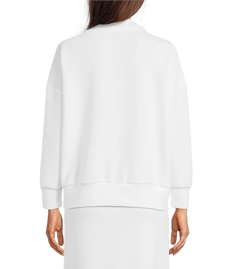 Calessa Coordinating Knit Modal Zip Funnel Neck Long Sleeve Tunic