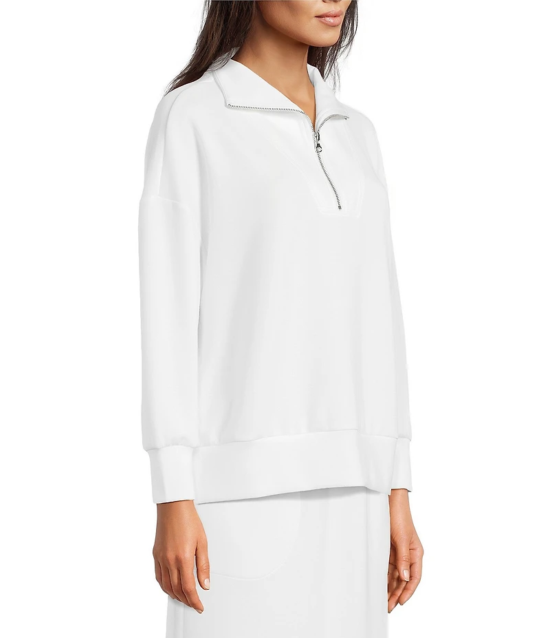 Calessa Coordinating Knit Modal Zip Funnel Neck Long Sleeve Tunic